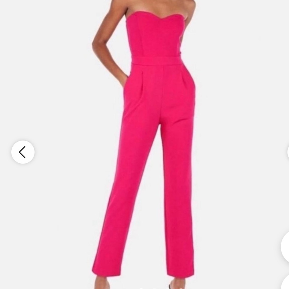 Express Pink Strapless Jumpsuit with Sweetheart Neckline